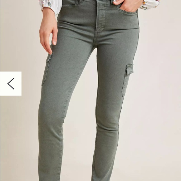 PAIGE Pants - PAIGE Hoxton Ankle Skinny Jeans Women 28 Green Tea Cargo Stretch Denim